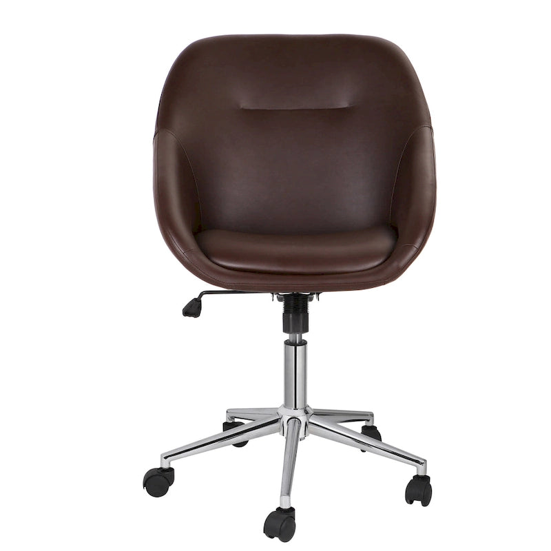 Chaise de bureau pivotante avec piètement chromé et cuir PU