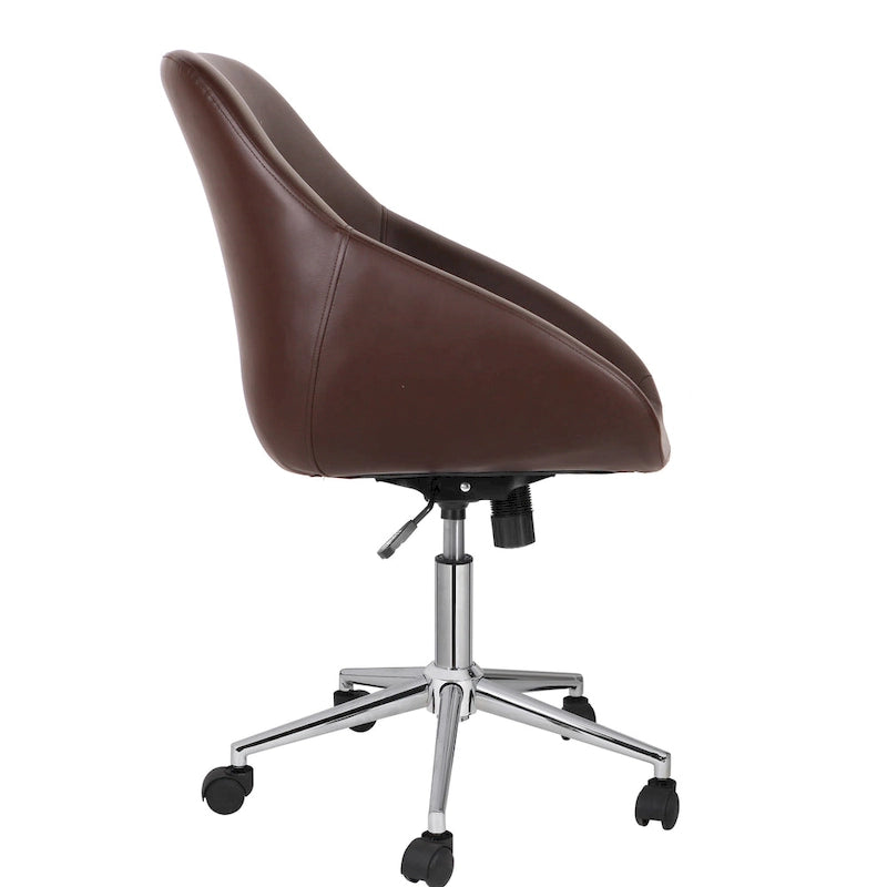 Chaise de bureau pivotante avec piètement chromé et cuir PU