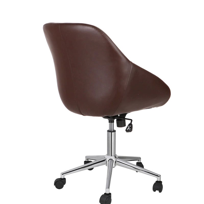 Chaise de bureau pivotante avec piètement chromé et cuir PU