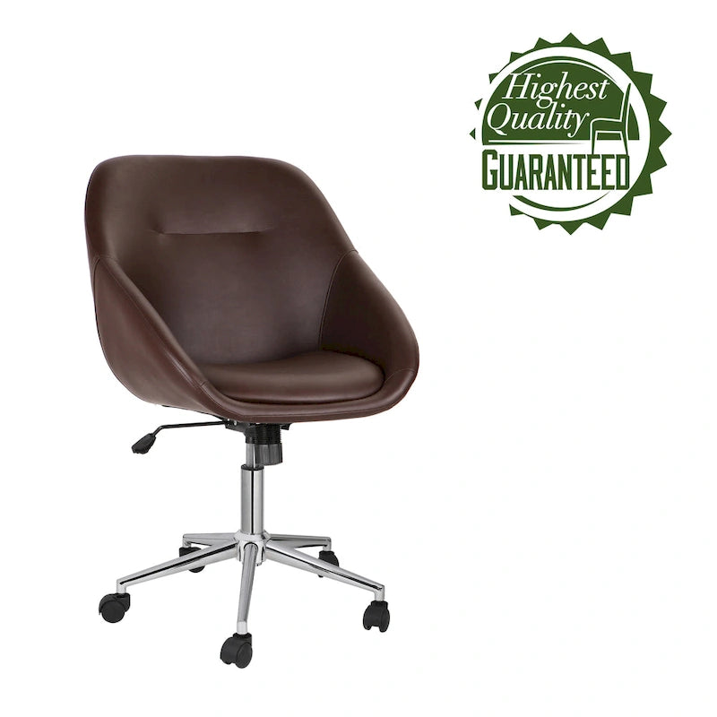 Chaise de bureau pivotante avec piètement chromé et cuir PU
