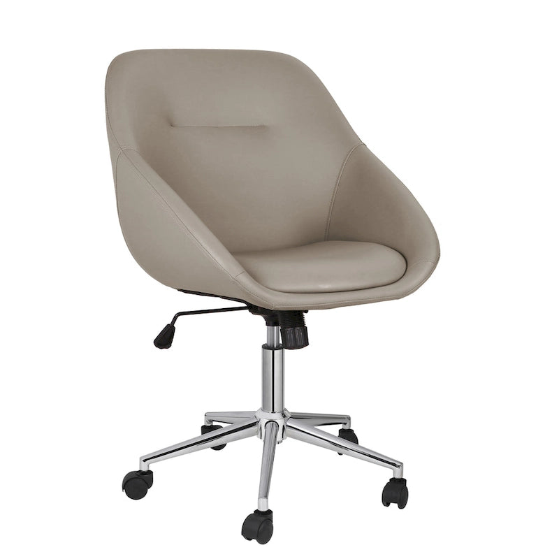 Chaise de bureau pivotante avec piètement chromé et cuir PU