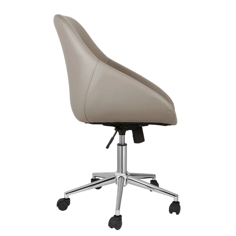 Chaise de bureau pivotante avec piètement chromé et cuir PU