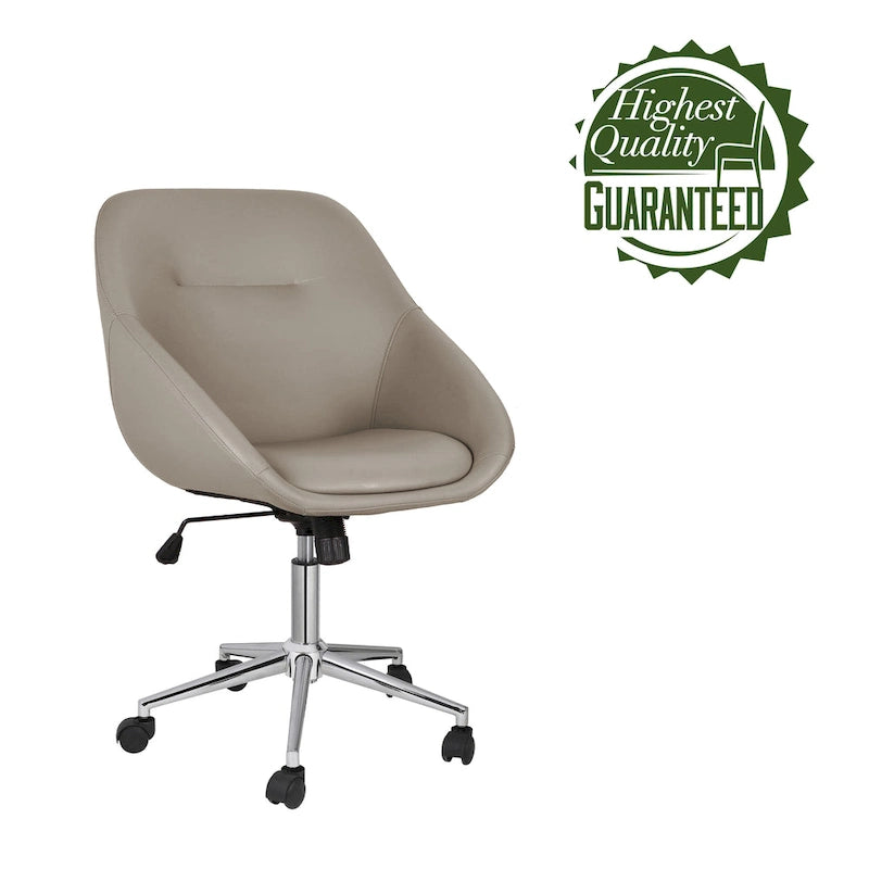 Chaise de bureau pivotante avec piètement chromé et cuir PU