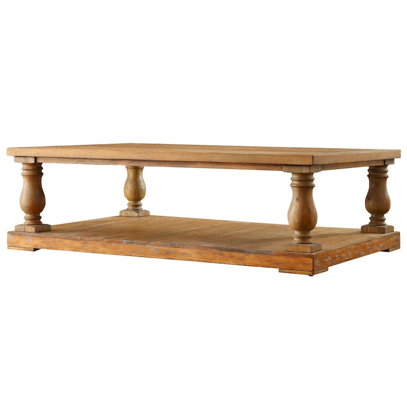 Table basse rustique à balustre de 60 pouces