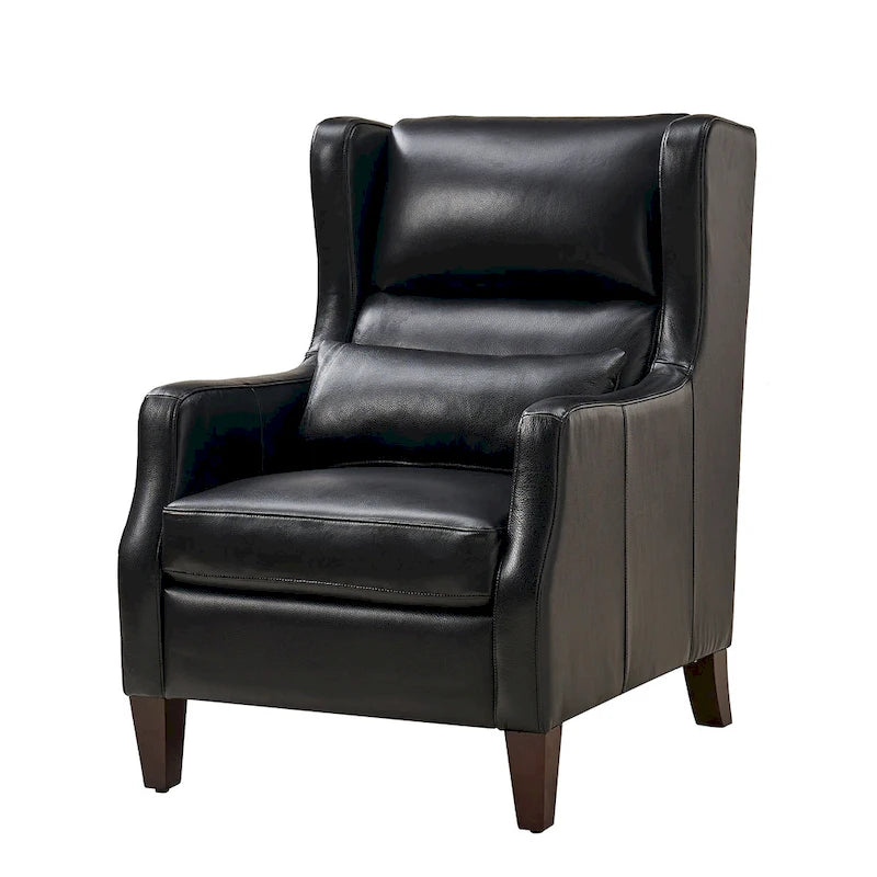 Fauteuil à oreilles en cuir véritable avec coussin