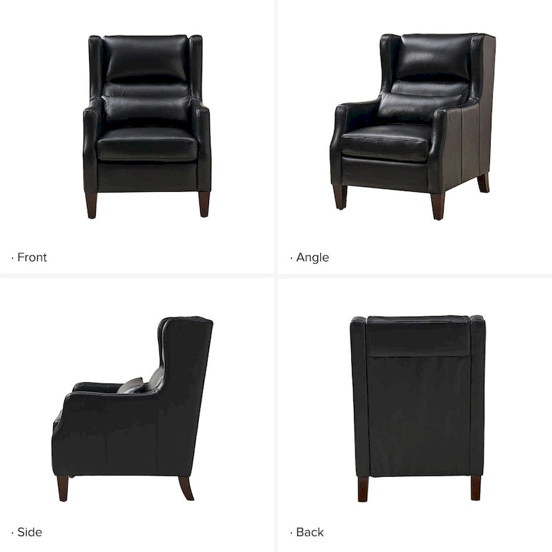 Fauteuil à oreilles en cuir véritable avec coussin