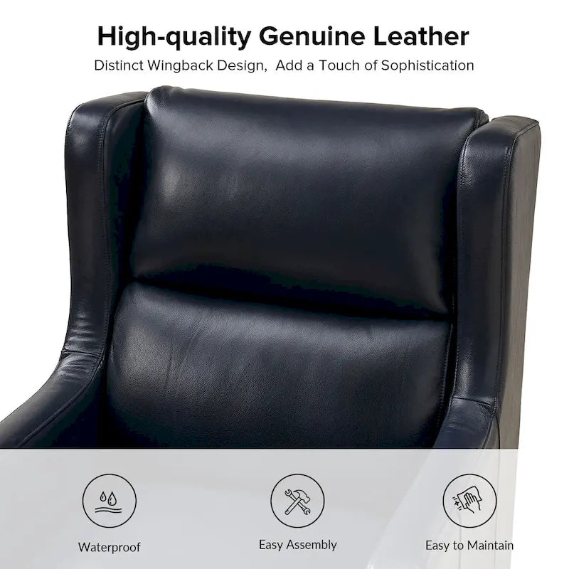 Fauteuil à oreilles en cuir véritable avec coussin