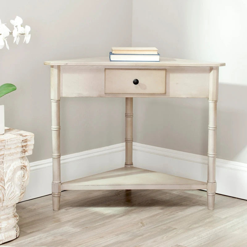 SAFAVIEH Calla Grey Corner Table - 33.9 x 17.3 x 28 - 34Wx17Dx28H