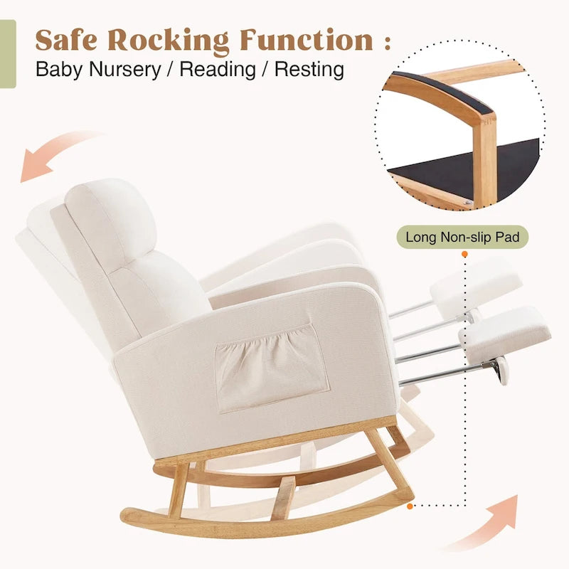 Fauteuil à bascule pour chambre de bébé avec repose-pieds