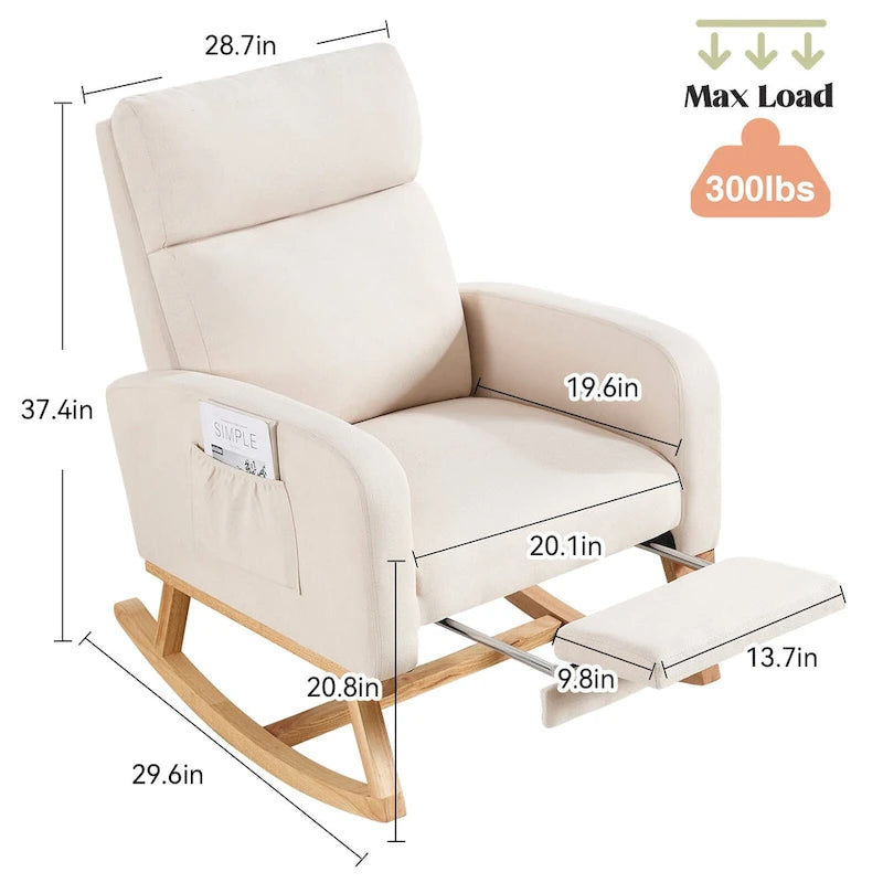 Fauteuil à bascule pour chambre de bébé avec repose-pieds