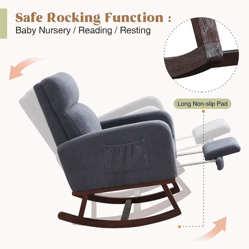 Fauteuil à bascule pour chambre de bébé avec repose-pieds