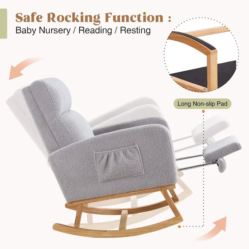 Fauteuil à bascule pour chambre de bébé avec repose-pieds