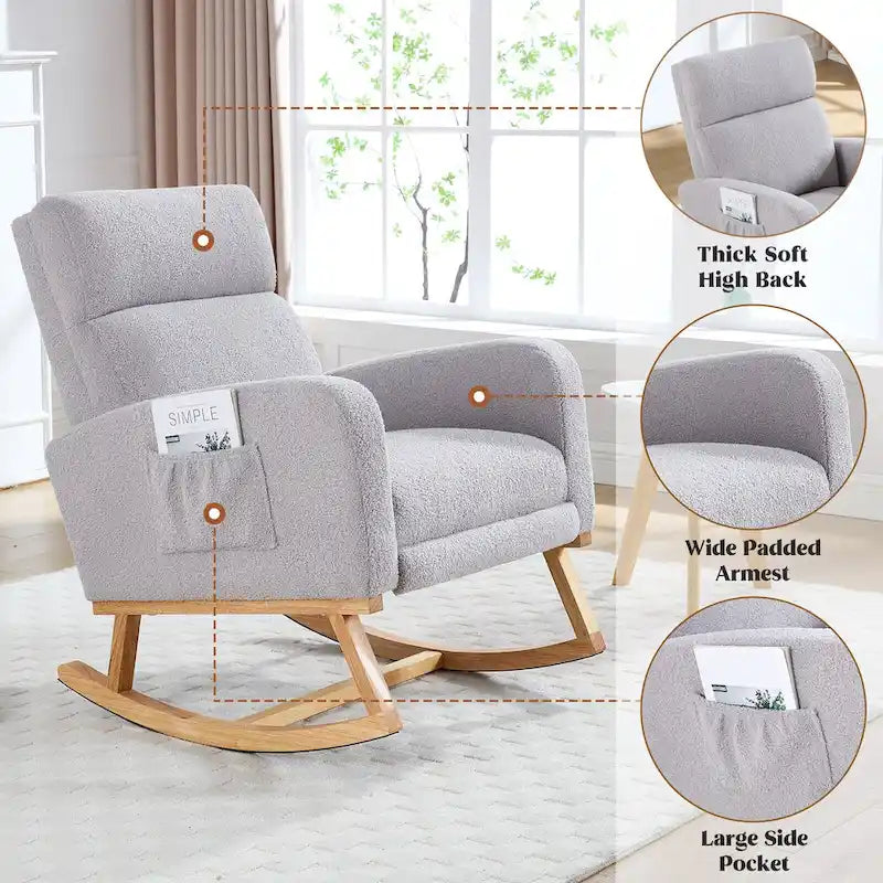 Fauteuil à bascule pour chambre de bébé avec repose-pieds
