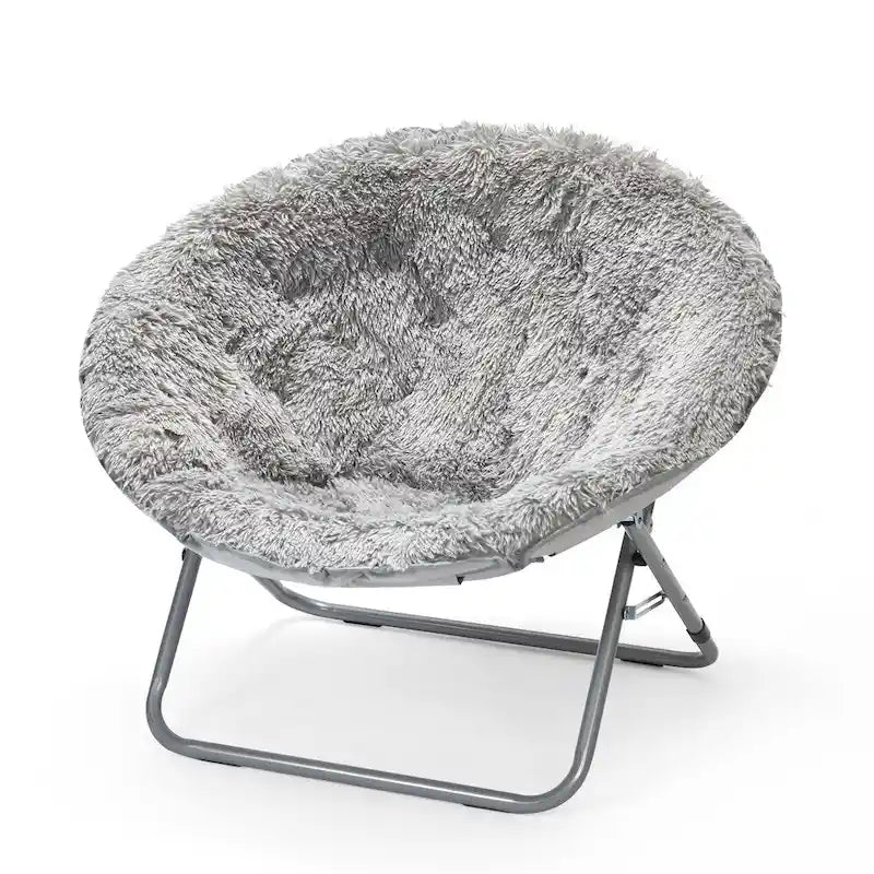 Fauteuil lune surdimensionné en fausse fourrure style mongol