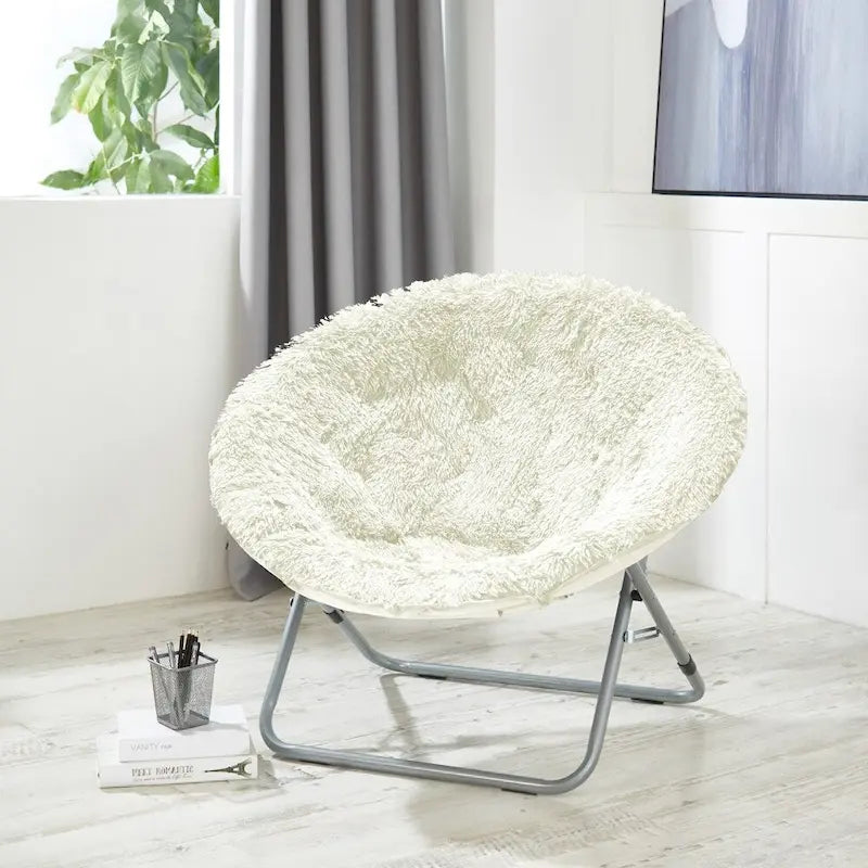 Fauteuil lune surdimensionné en fausse fourrure style mongol