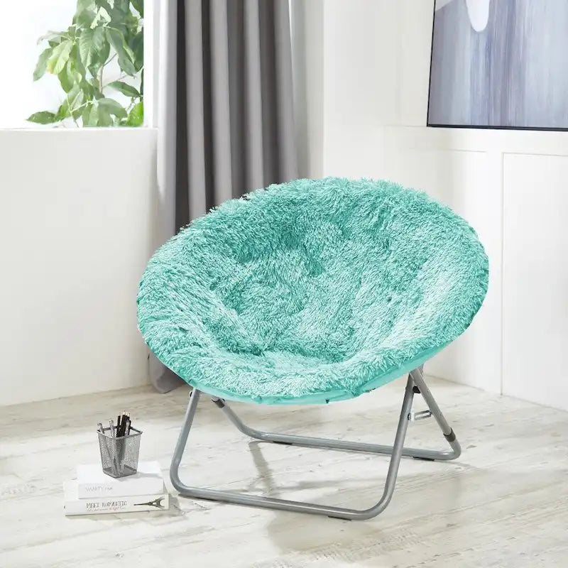 Fauteuil lune surdimensionné en fausse fourrure style mongol