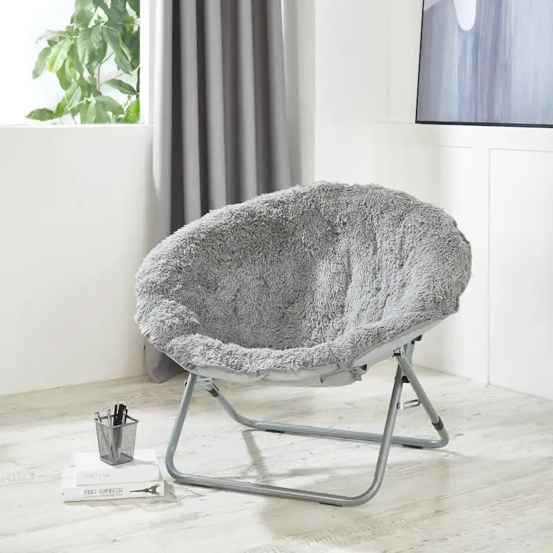 Fauteuil lune surdimensionné en fausse fourrure style mongol