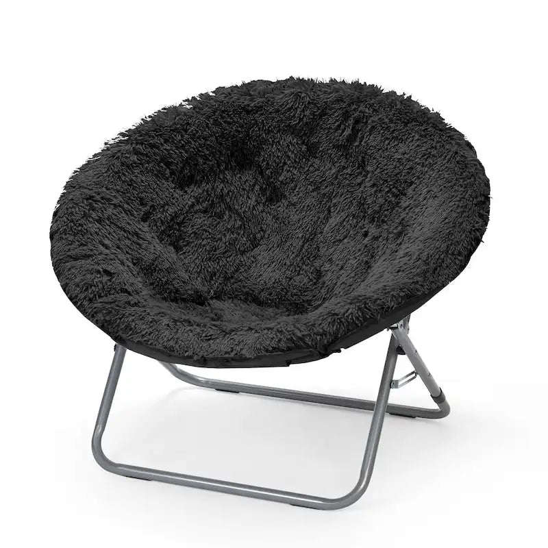 Fauteuil lune surdimensionné en fausse fourrure style mongol