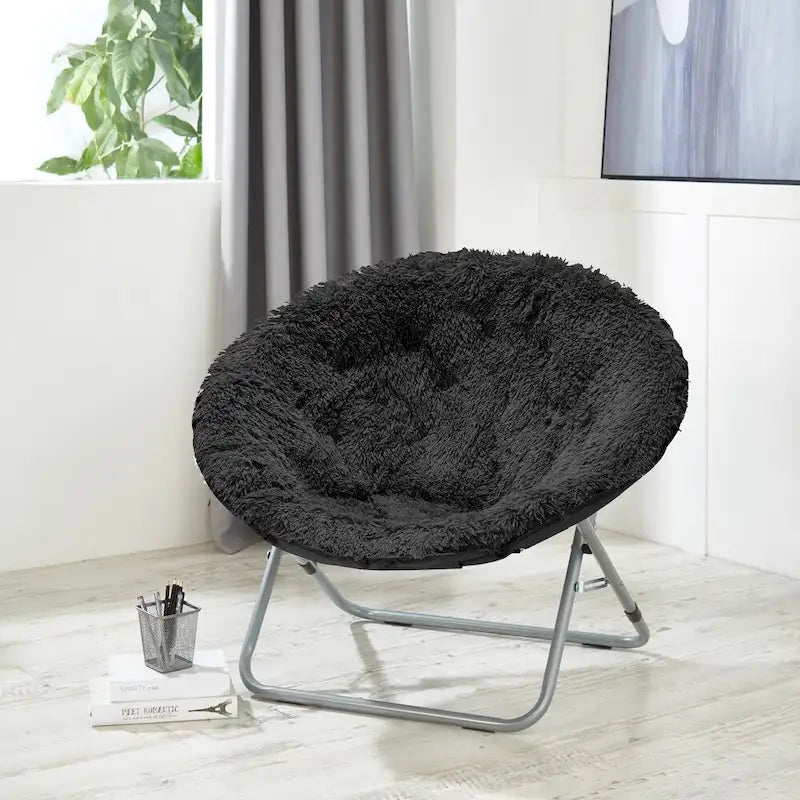 Fauteuil lune surdimensionné en fausse fourrure style mongol