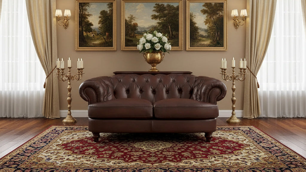 Hydeline Newport Top Grain Chesterfield Leather Loveseat