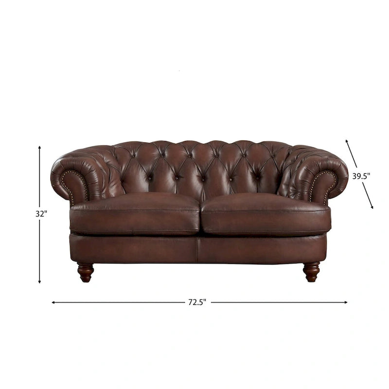 Causeuse en cuir pleine fleur Chesterfield Hydeline Newport