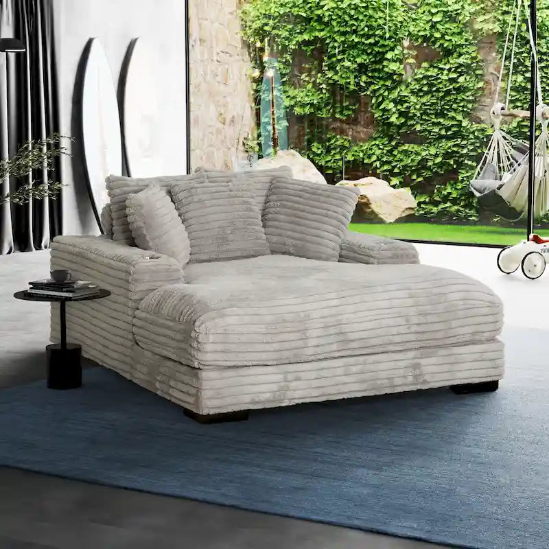 Chaise longue spacieuse avec porte-gobelet et ports USB