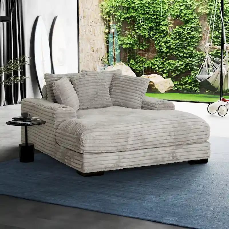 Chaise longue spacieuse avec porte-gobelet et ports USB