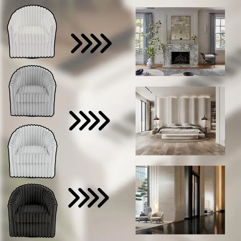 Ensemble de 2 fauteuils pivotants à 360 degrés en fausse fourrure de lapin
