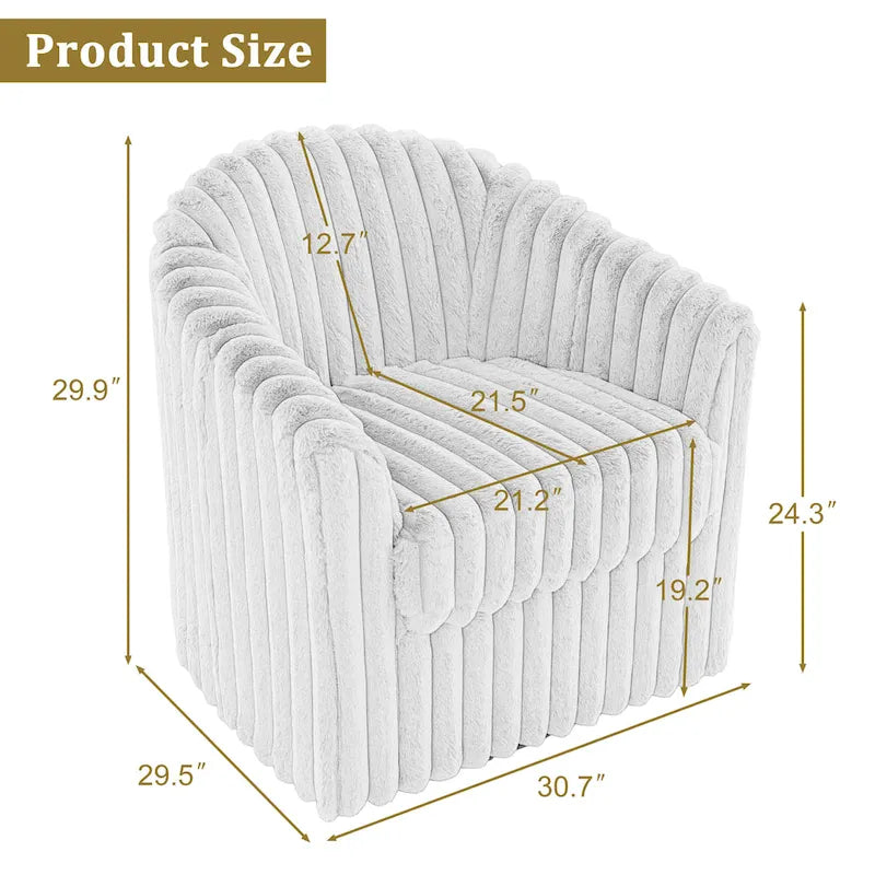 Ensemble de 2 fauteuils pivotants à 360 degrés en fausse fourrure de lapin