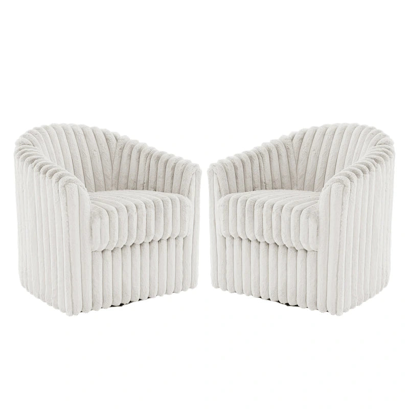 Ensemble de 2 fauteuils pivotants à 360 degrés en fausse fourrure de lapin