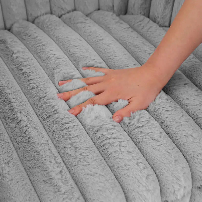 Ensemble de 2 fauteuils pivotants à 360 degrés en fausse fourrure de lapin