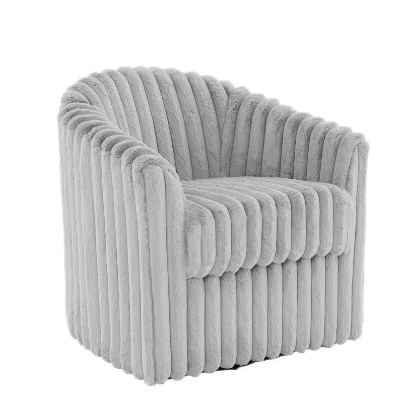 Ensemble de 2 fauteuils pivotants à 360 degrés en fausse fourrure de lapin