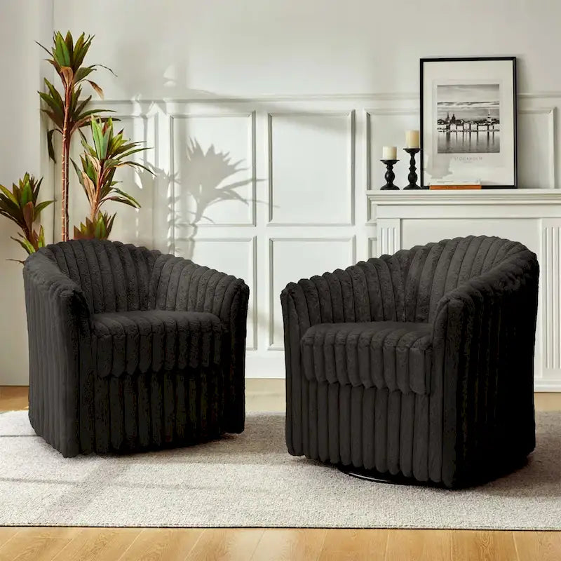Ensemble de 2 fauteuils pivotants à 360 degrés en fausse fourrure de lapin