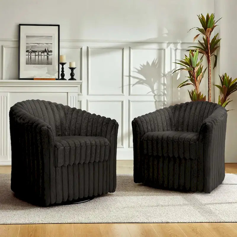 Ensemble de 2 fauteuils pivotants à 360 degrés en fausse fourrure de lapin
