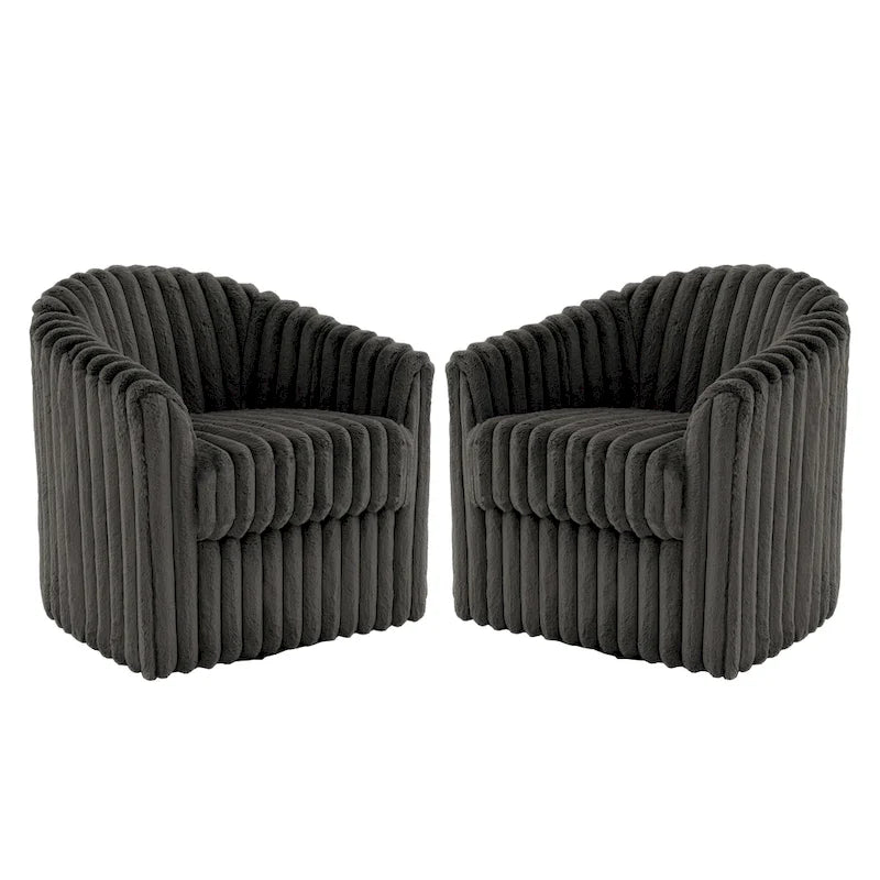 Ensemble de 2 fauteuils pivotants à 360 degrés en fausse fourrure de lapin