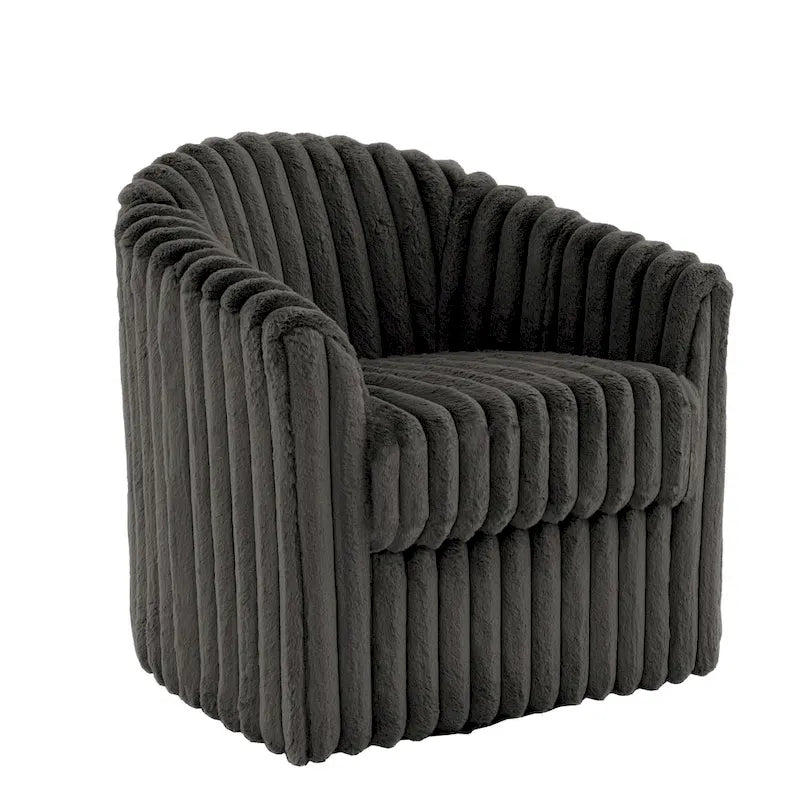 Ensemble de 2 fauteuils pivotants à 360 degrés en fausse fourrure de lapin