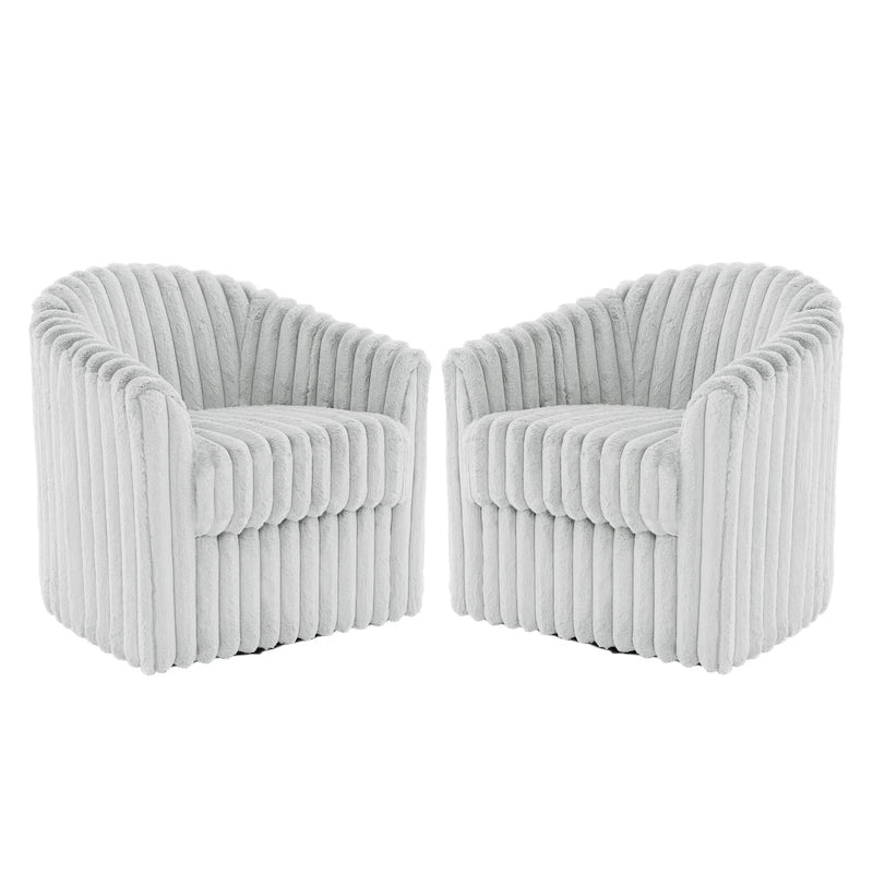 Ensemble de 2 fauteuils pivotants à 360 degrés en fausse fourrure de lapin