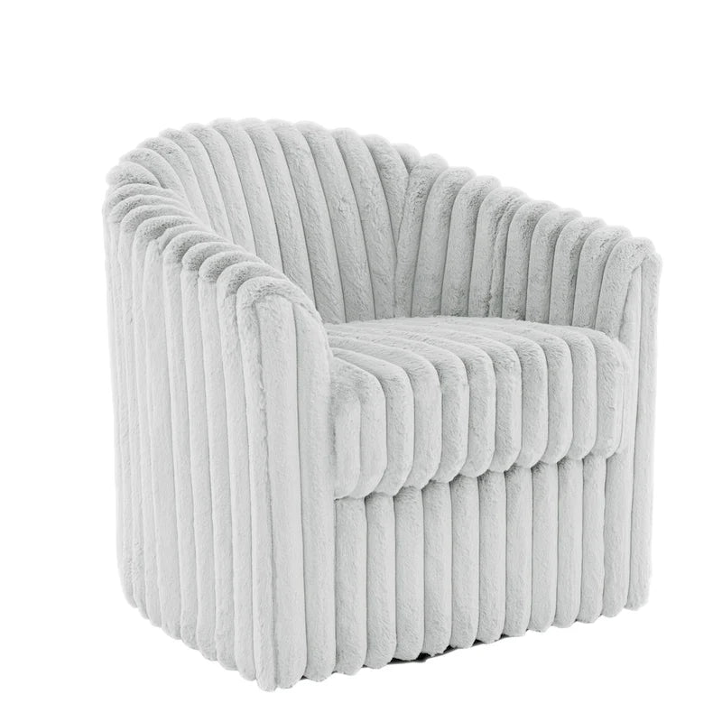 Ensemble de 2 fauteuils pivotants à 360 degrés en fausse fourrure de lapin