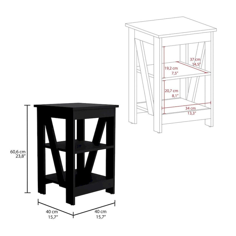 Table d'appoint Taylor, Table de chevet, Étagère de rangement