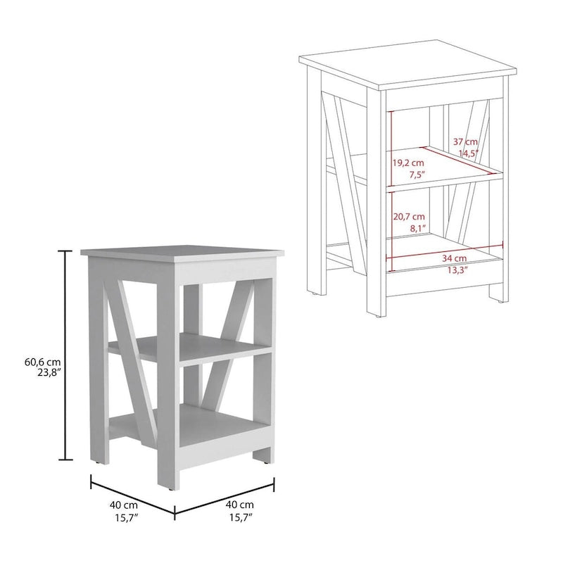 Table d'appoint Taylor, Table de chevet, Étagère de rangement