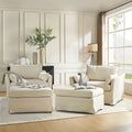 Fauteuil moderne surdimensionné déhoussable avec pouf et roues arrière verrouillables, ensemble de 2