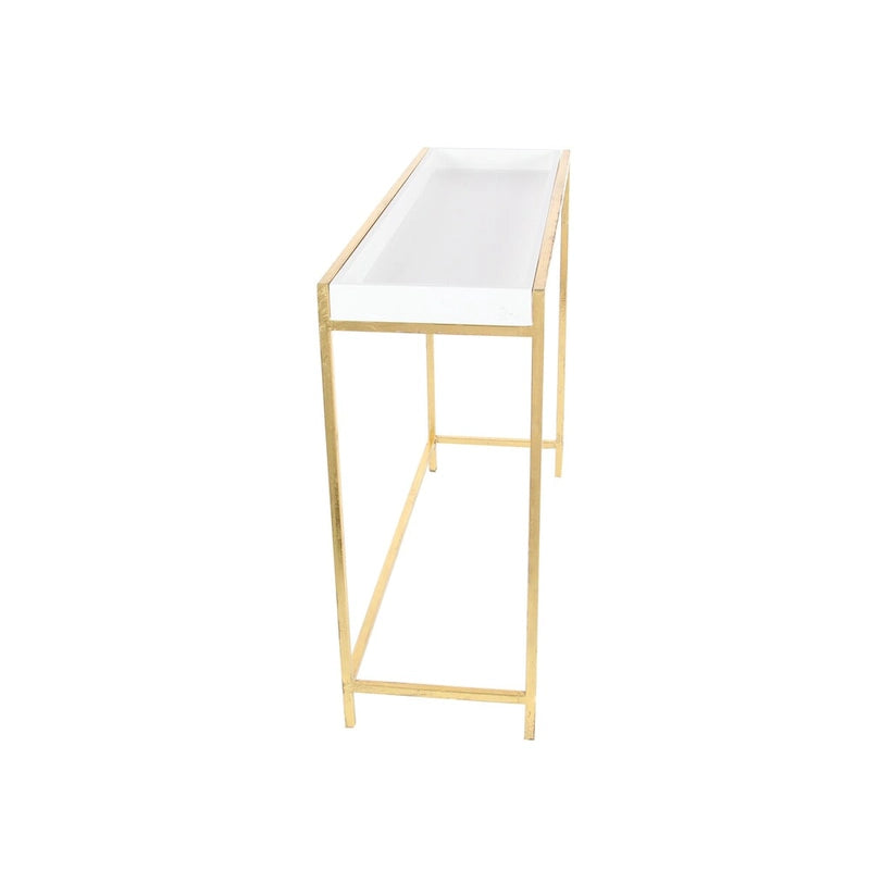 Tables gigognes géométriques en bois avec pieds en métal doré - Lot de 2 blanches