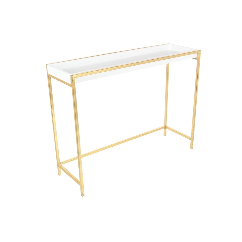 Tables gigognes géométriques en bois avec pieds en métal doré - Lot de 2 blanches