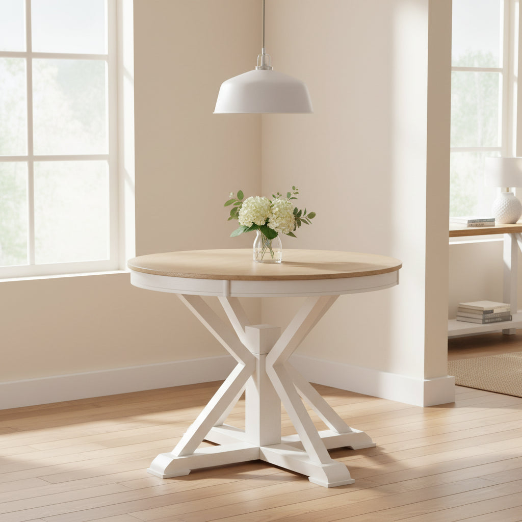 Table à manger extensible de style rétro avec rallonge de 12 pouces