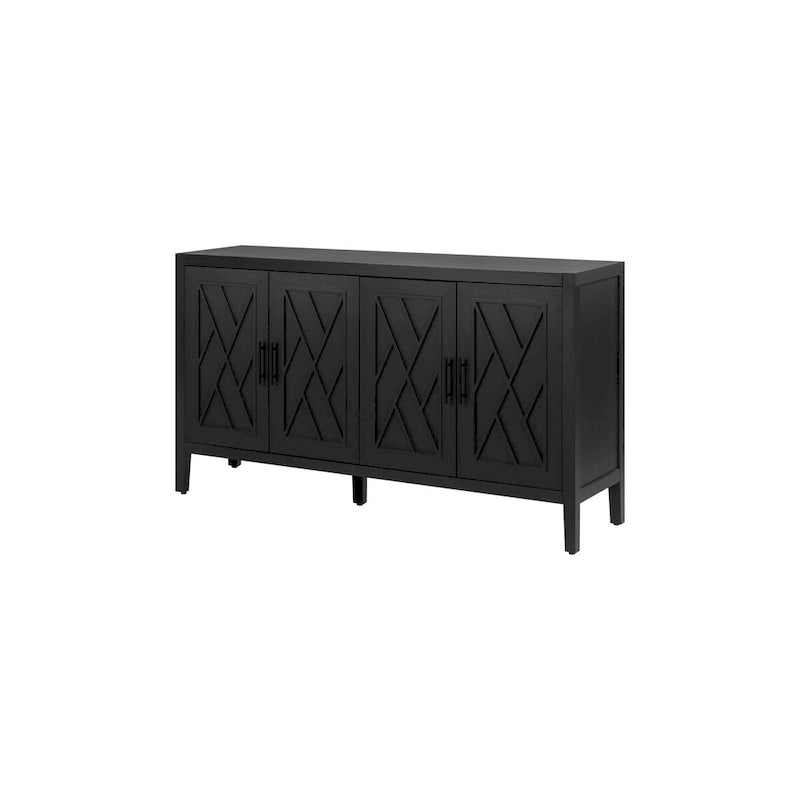 Buffet bas de rangement quatre portes Accent pour salle à manger, entrée et couloir