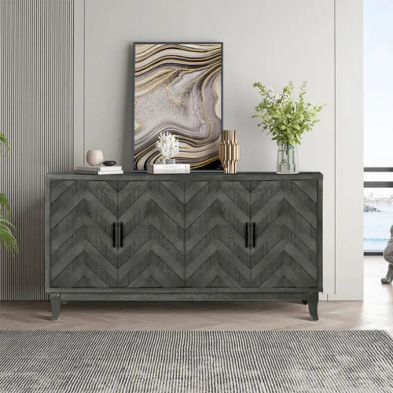 Buffet bas de rangement quatre portes Accent pour salle à manger, entrée et couloir