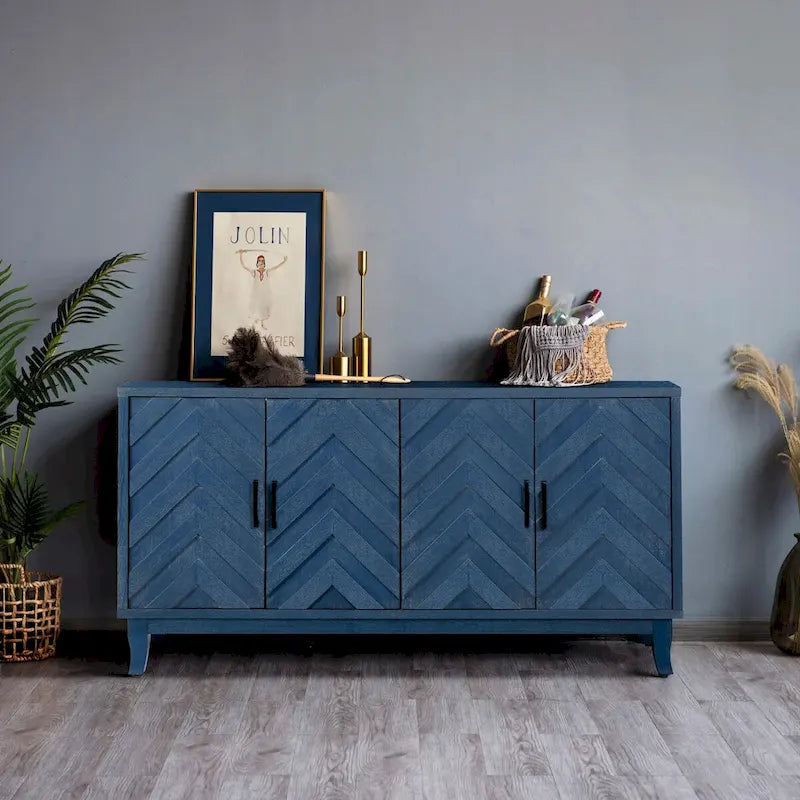 Buffet bas de rangement quatre portes Accent pour salle à manger, entrée et couloir