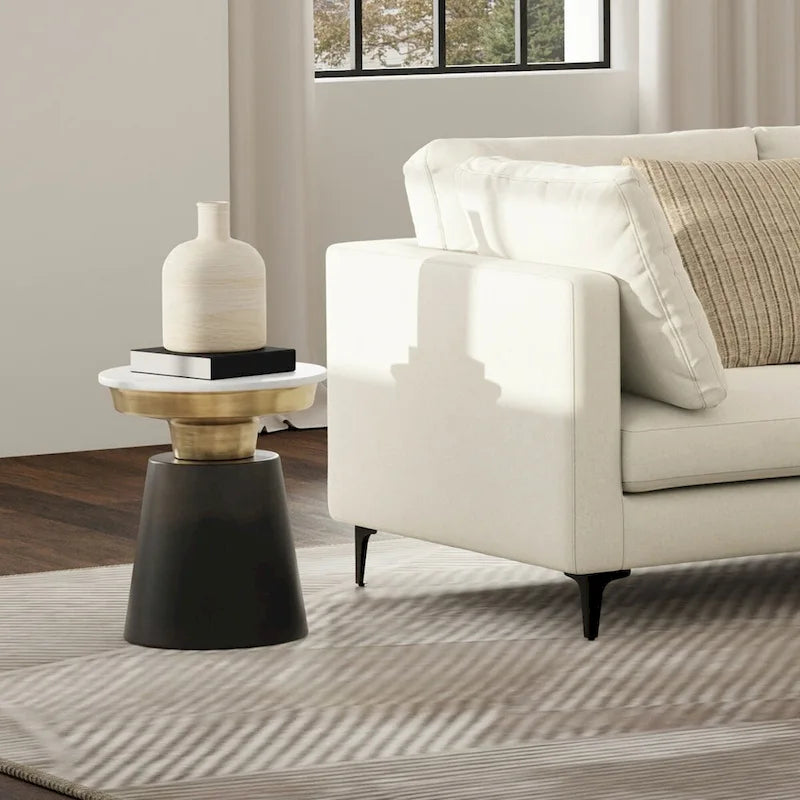 WYNDENHALL Arna Contemporary 16 inch Wide Metal Side Table in Black, Gold - 16D x 16W x 19.5H