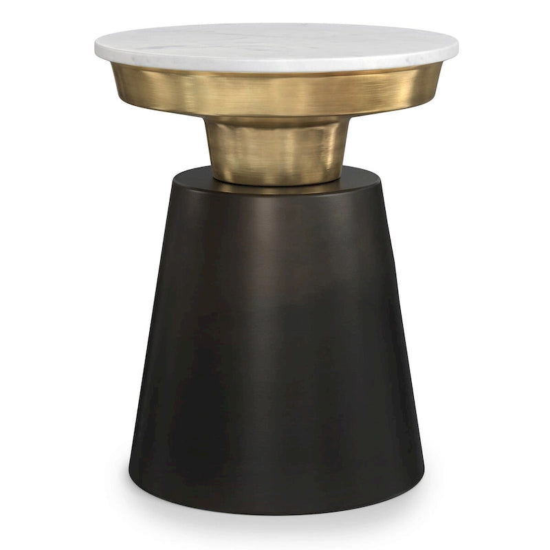 Table d'appoint contemporaine en métal noir, or de 40,6 cm de large - 40,6P x 40,6l x 49,5H cm
