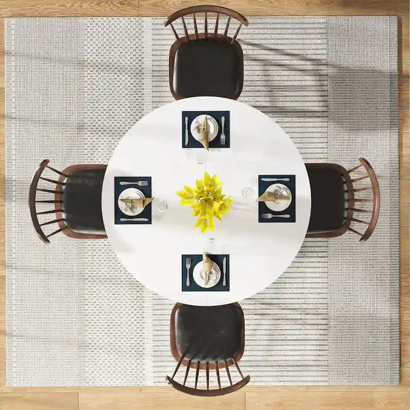 Table de salle à manger ronde de 47 pouces pour 4 personnes, tables de cuisine avec étagères de rangement à 2 niveaux